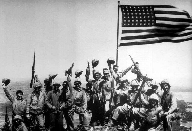 Marines Raising the Flag over Iwo Jima 13x19 World War II Photo WW2 Picture 818