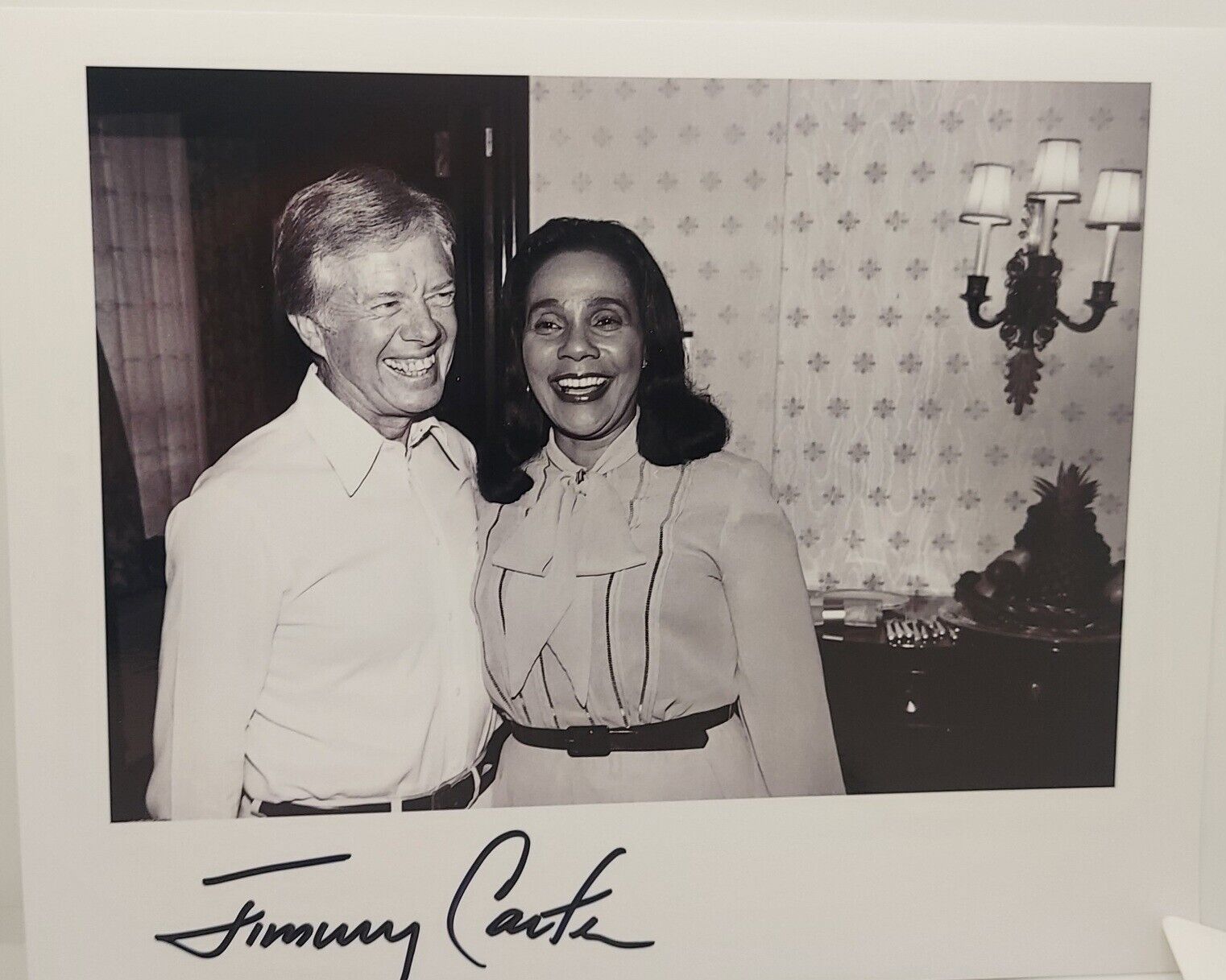 President Jimmy Carter With Coretta Scott King Signed 8x10 Photo Full Signature