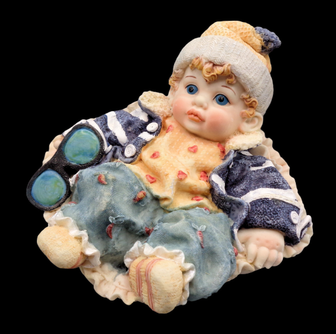 Vintage Resin Statue Figurine Blonde Hair Blue Eyes Baby Toddler Boy Child Kid