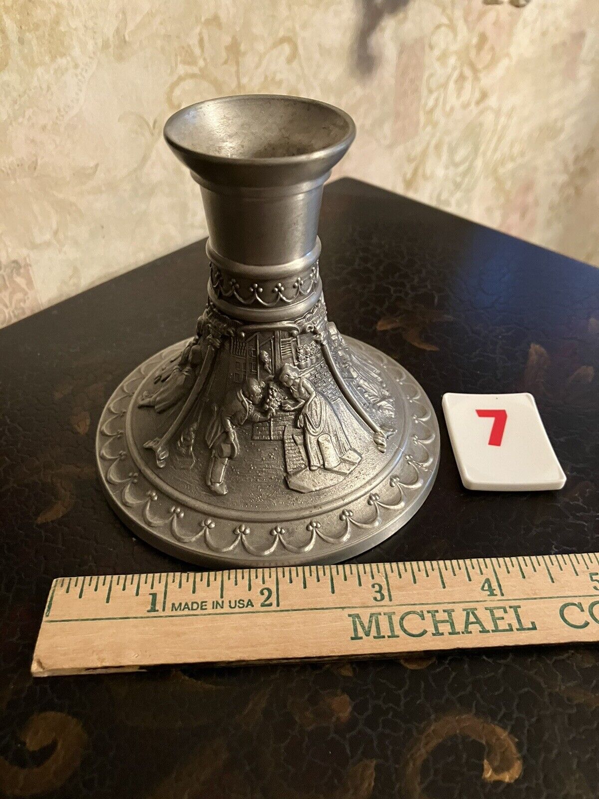 vintage pewter candle holder