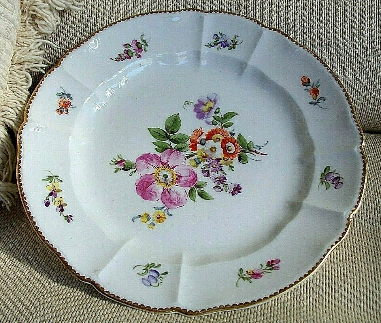 Vintage German Bavarian Porcelain Serving Plate Beautiful Hand Painted Flowers 