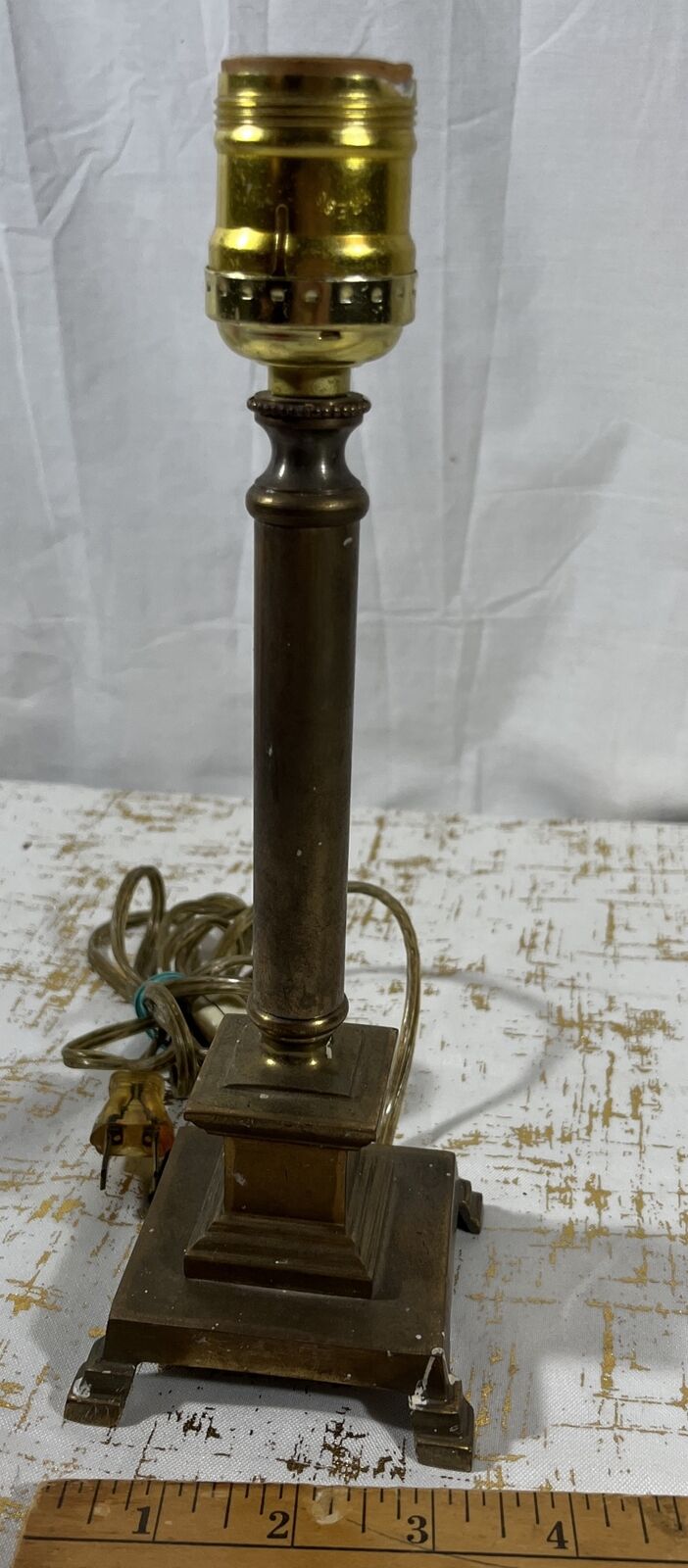 Antique Brass Table Lamp 10” Light Candle Stick VTG