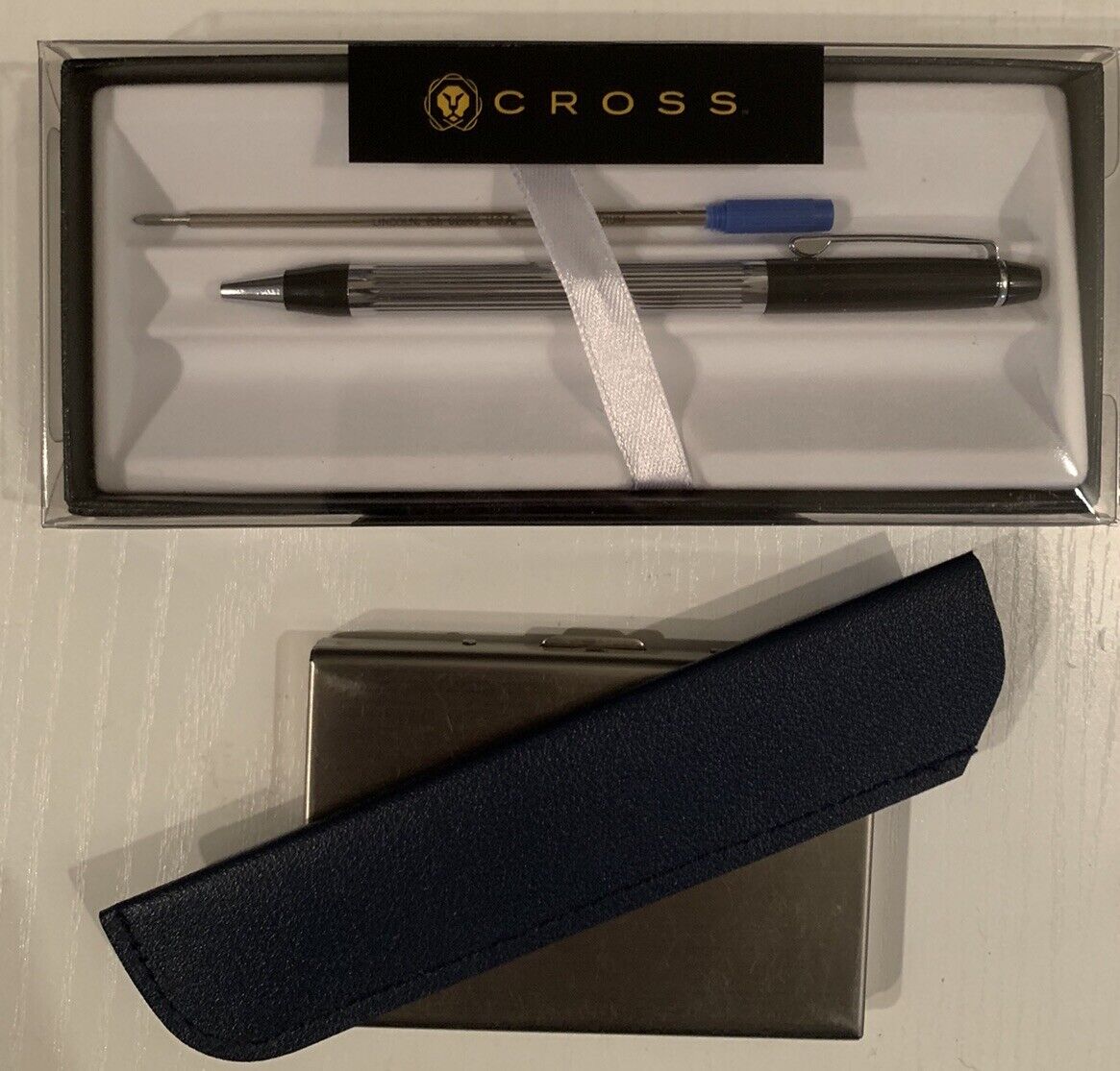 Cross Metropolis Black Lacquer & Chrome Ballpoint Pen Plus....