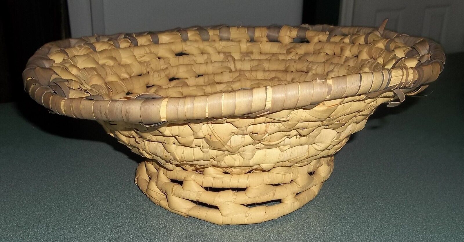 Vintage Handmade Woven Reed Basket Bowl