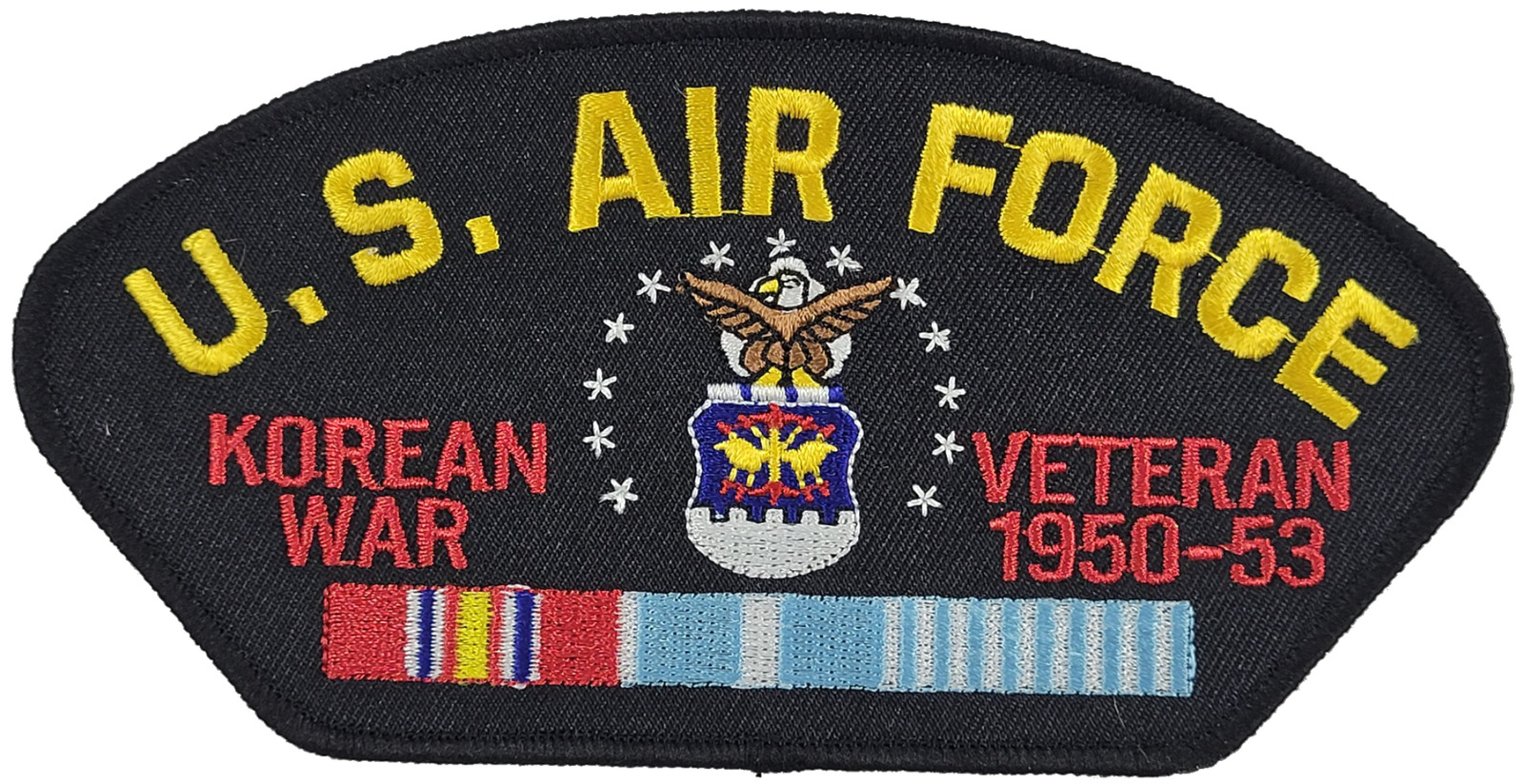 U S AIR FORCE KOREAN WAR VETERAN 1950-53 with SHIELD and SERVICE RIBBONS PATCH