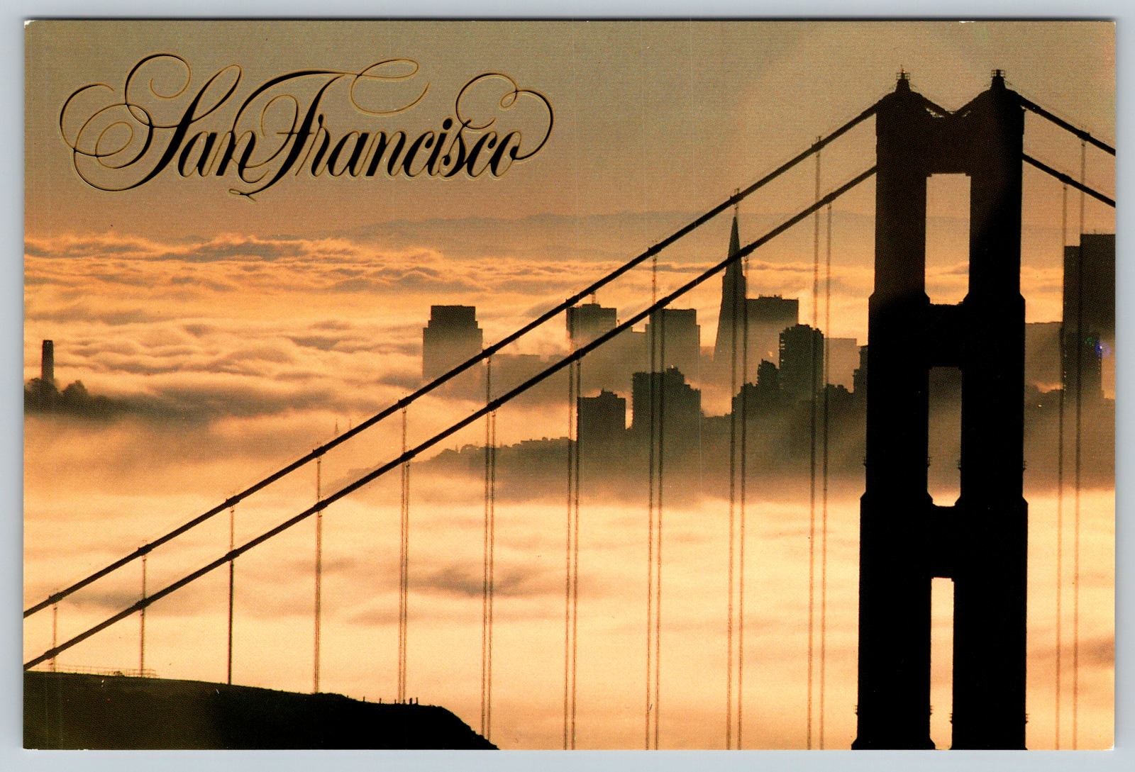 c1970s San Francisco Golden Gate Bridge Fog Vintage Postcard