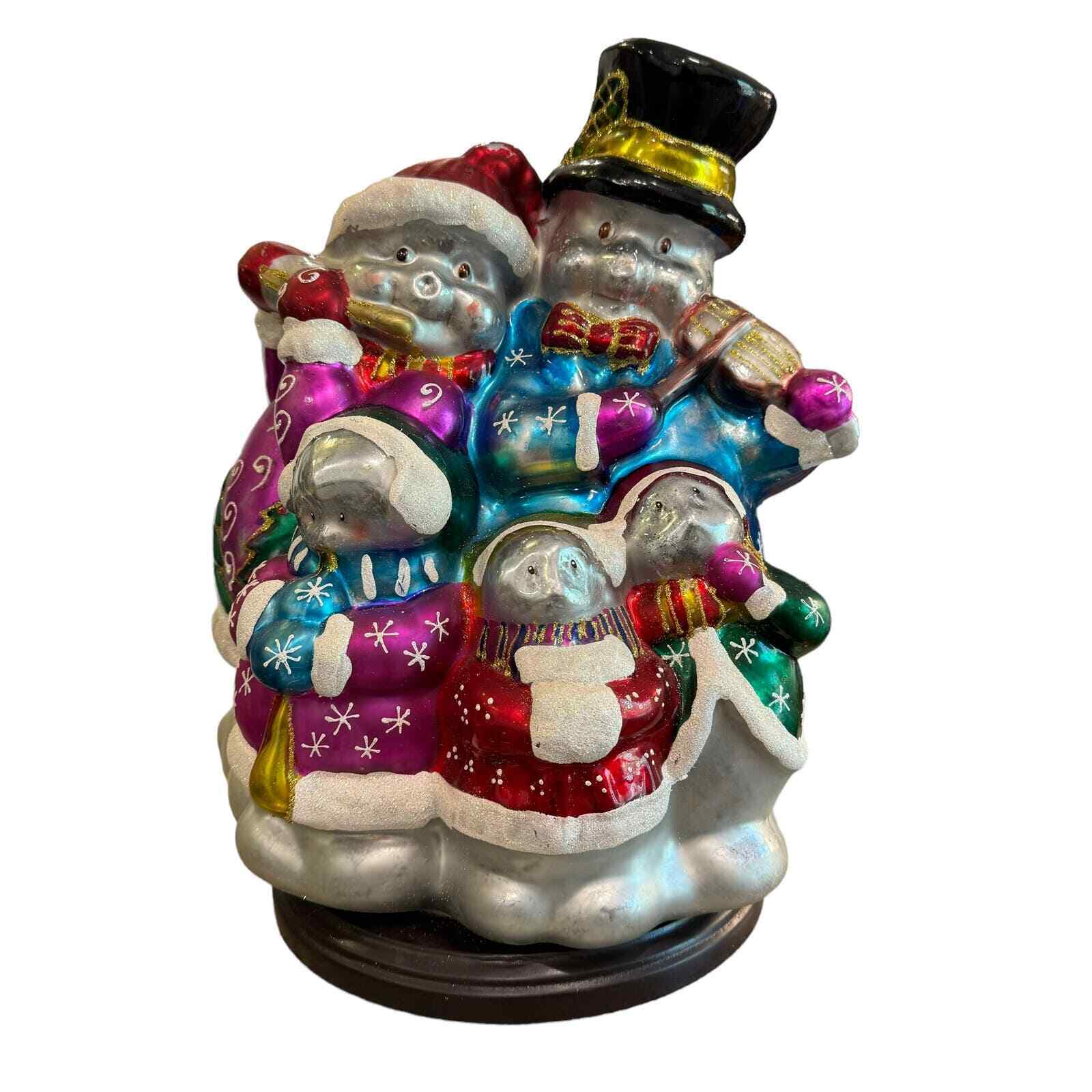 Thomas Pacconi 2008 Huge Snowman Family Figurine In Blown Glass 15\
