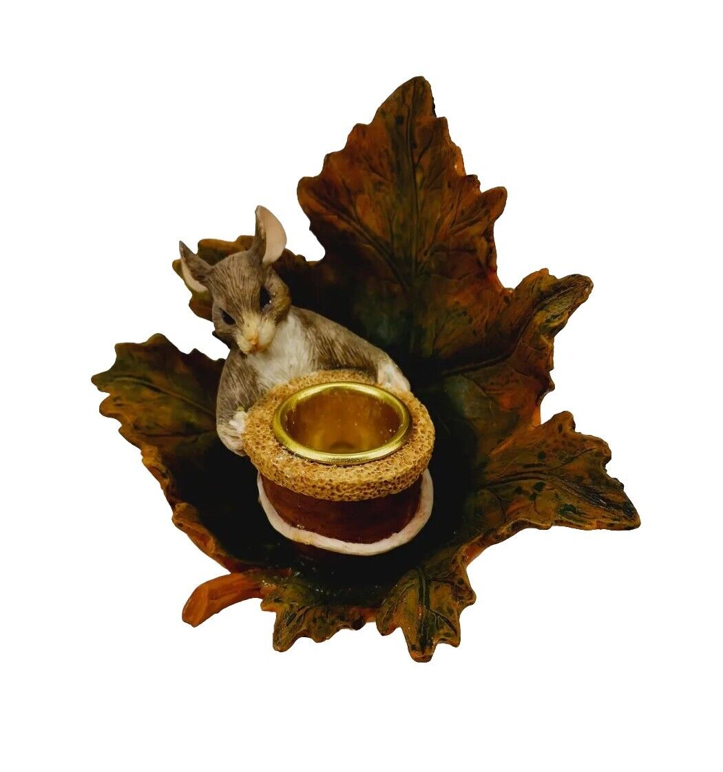 Silvestri Charming Tales Mouse Oak Leaf Candle Holder