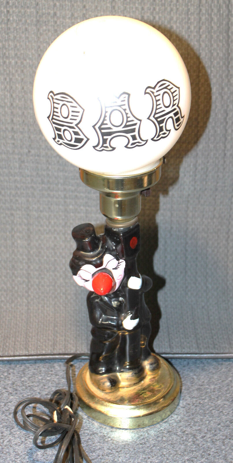 VINTAGE MCM HOBO DRUNK BAR LAMP LIGHT 3 WAY SWITCH/ 1950'S 1960'S CERAMIC DECOR