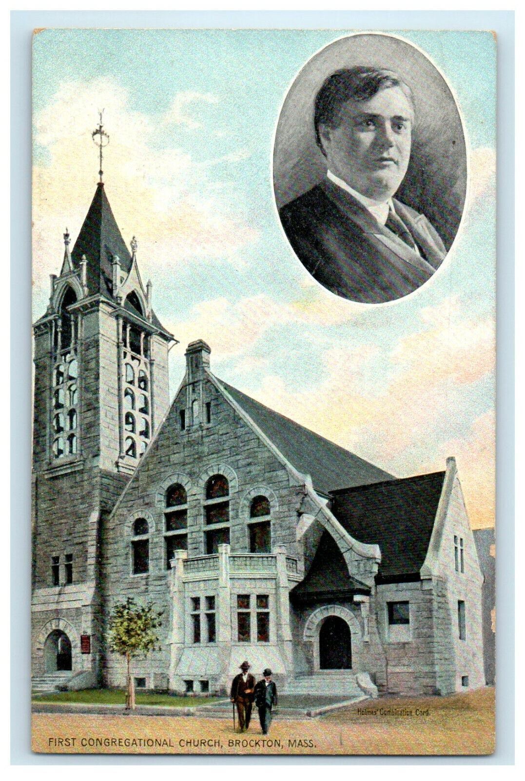 c1910s First Congregational Church, Brockton Massachusetts MA Postcard