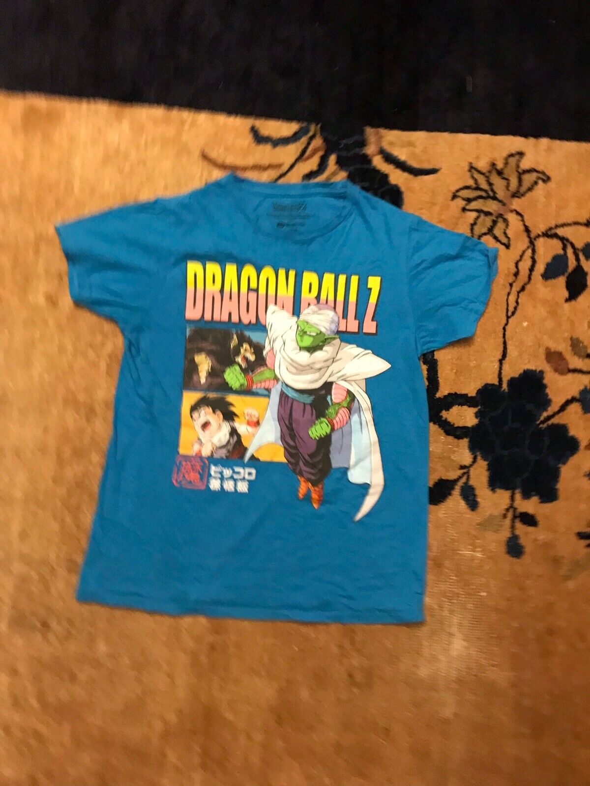 Men’s Vintage Dragon Ball Z Japanese Multicolored Graphic Blue T Shirt Small EUC