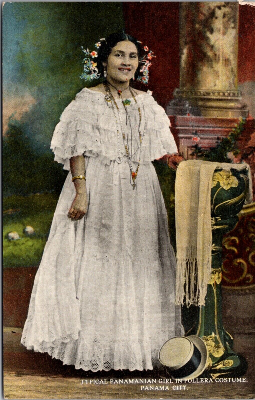 Postcard Typical Panamanian Girl Wearing Pollera Costume in Panama City