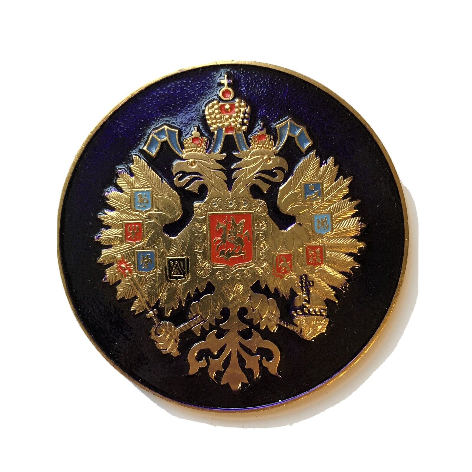 RUSSIAN IMPERIAL EAGLE. RUSSIA COAT OF ARMS CREST BADGE