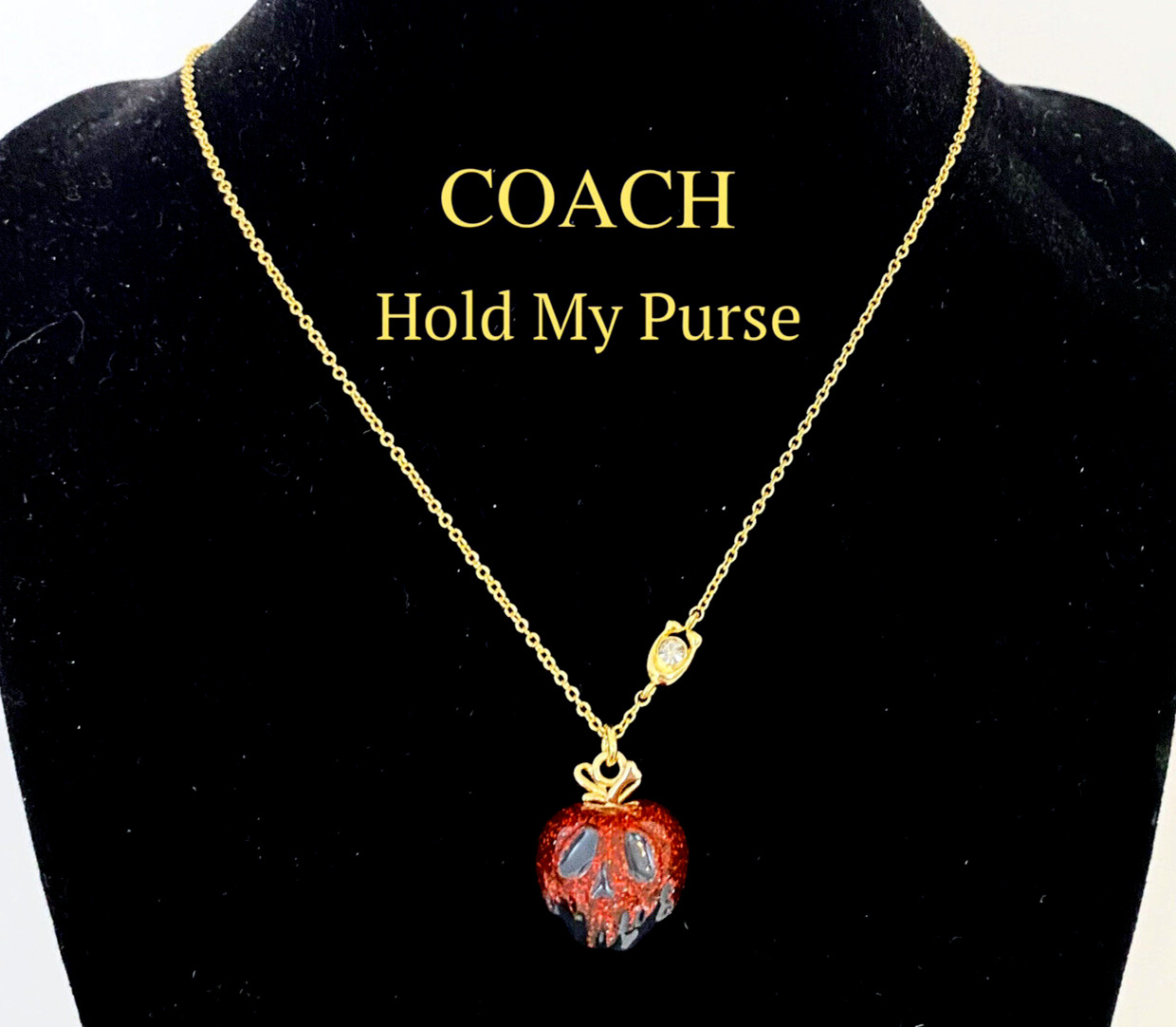 Coach X Disney Sleeping Beauty Poison Apple Charm Goldtone Necklace NWT