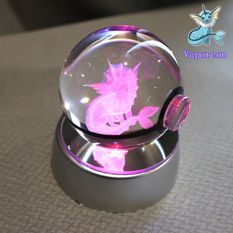 Pokemon 3D Crystal Ball Pikachu Charizard Eevee Engraving Crystal Charizard Mode