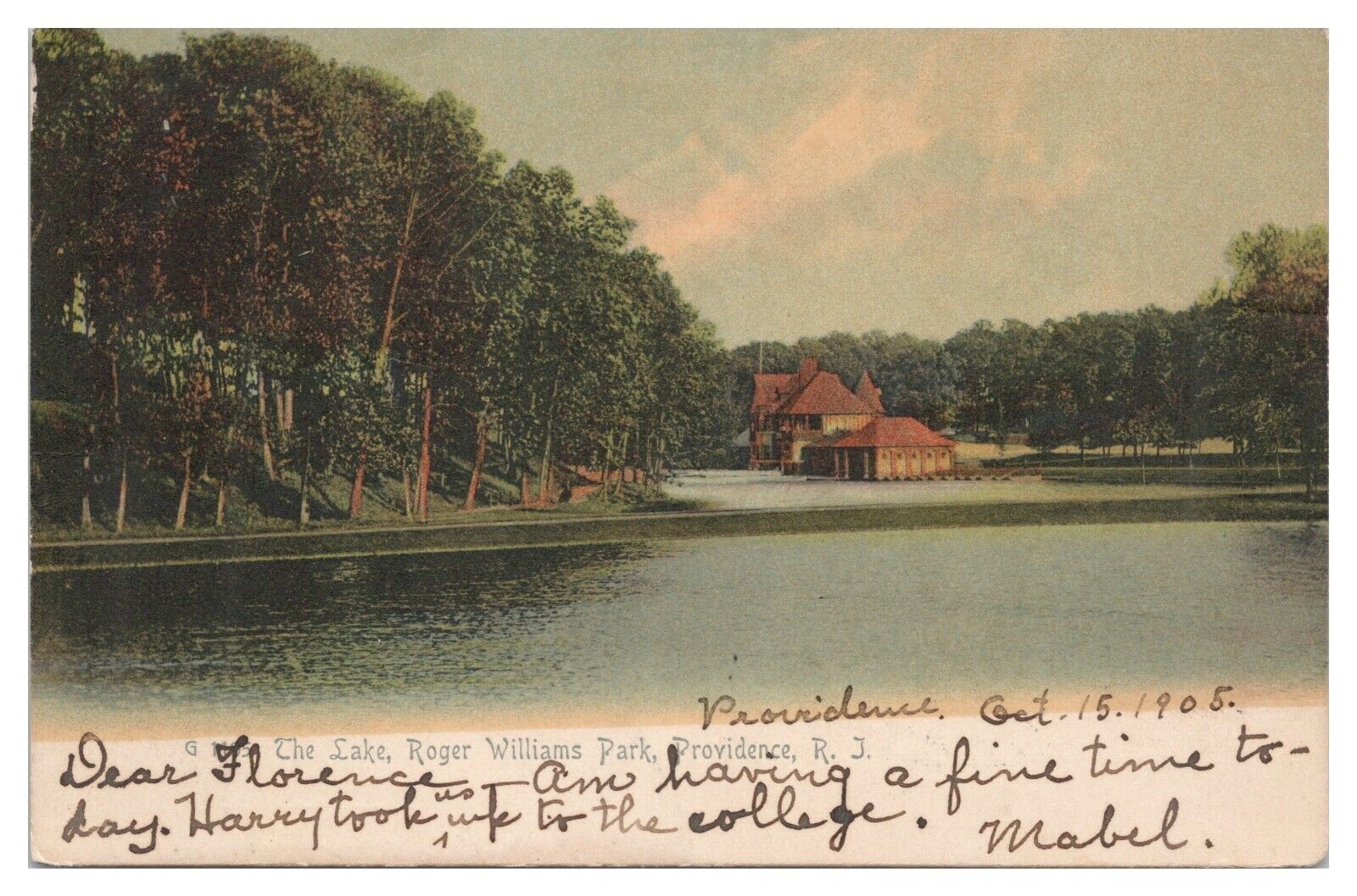 Providence Rhode Island Vintage Postcard c1905 Roger Williams Park The Lake