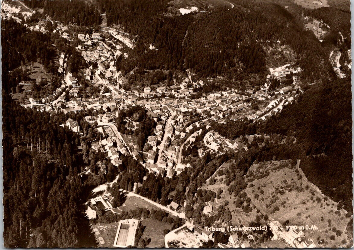 Triberg Schwarzwald Aerial View RPPC Real Photo Vintage Postcard