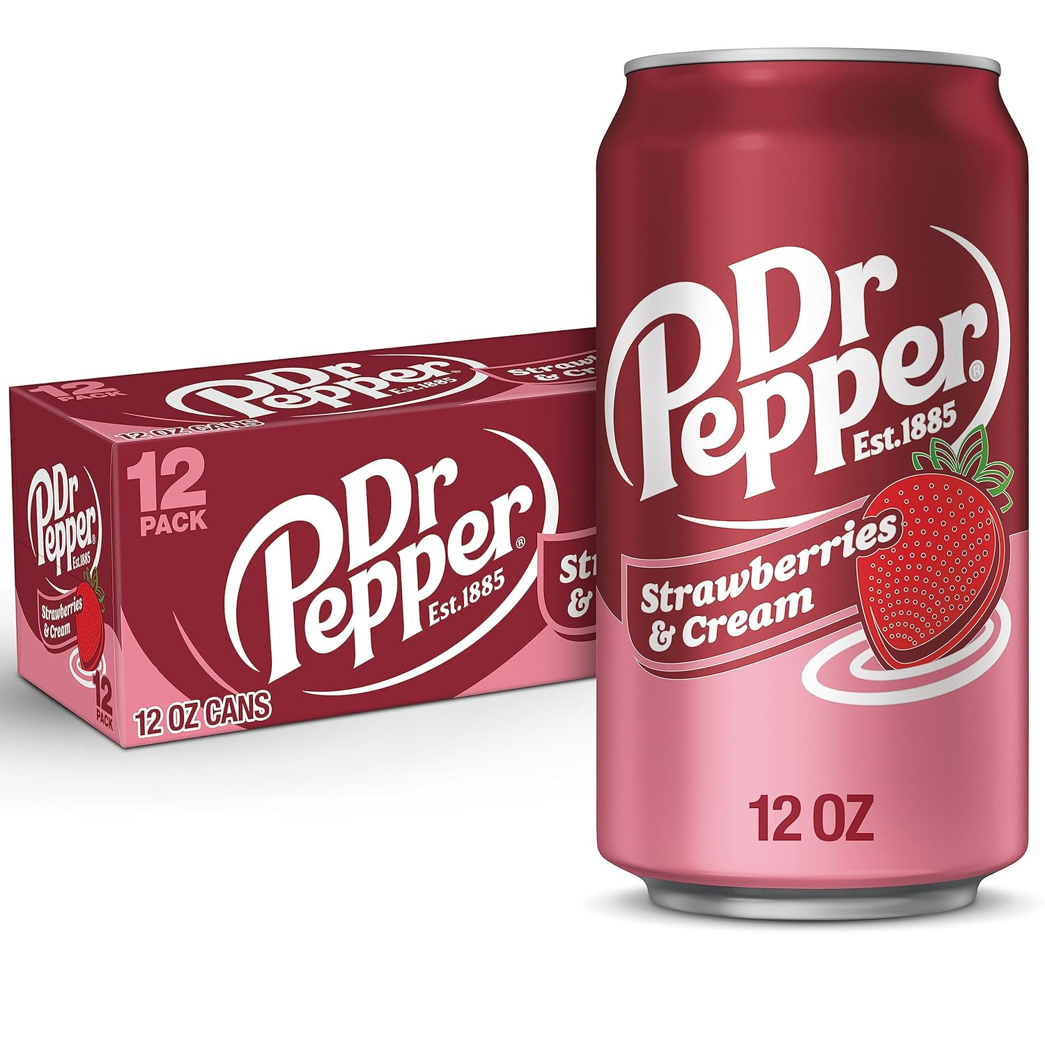Dr Pepper Strawberries and Cream Soda, 12 fl oz cans, 12 Pack; Fresh