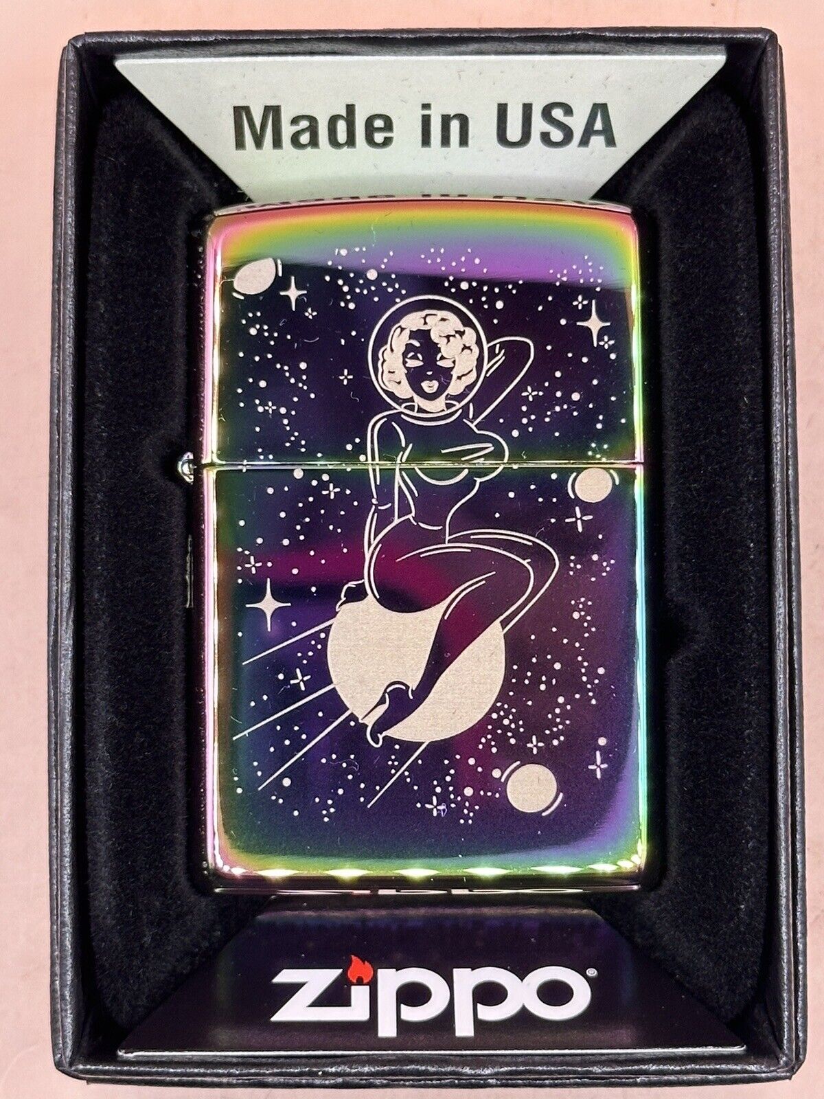 Limited Edition Etched Astronaut Pinup Spectrum Zippo Lighter NEW Only 100 Made