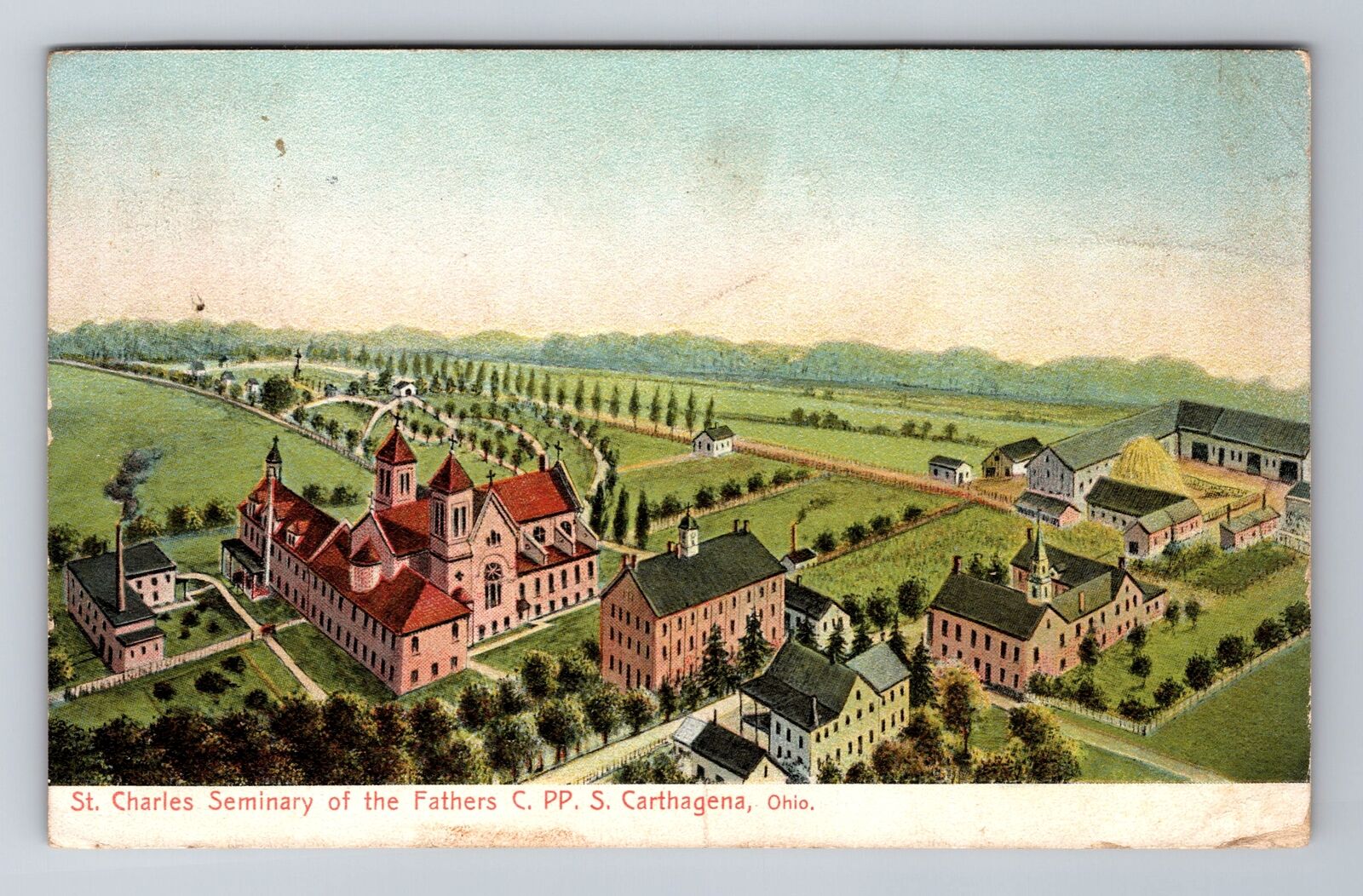 Carthagena OH-Ohio, St Charles Seminary Of Fathers, Vintage c1911 Postcard