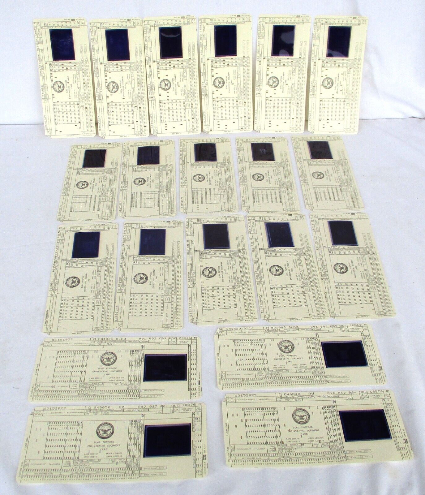 Lot Of 20 1960\'s US Department Of Defense Engineering Document Cards With Film