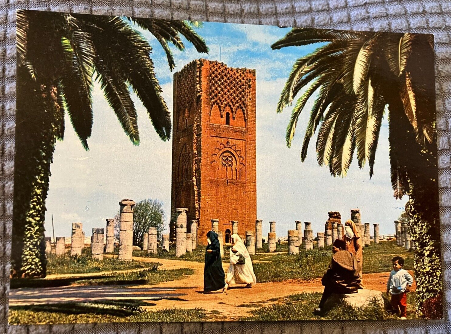Vintage Continental Postcard - The Hassan Tower Minaret in Rabat, Morocco