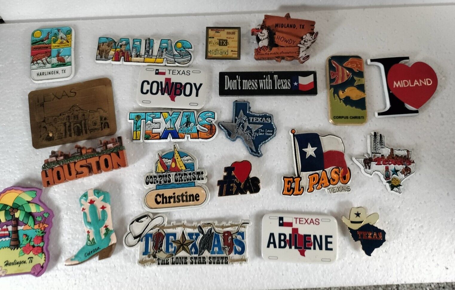 Lot of 20 Vintage Souvenir Fridge Magnets TEXAS Midland, Dallas, El Paso Etc