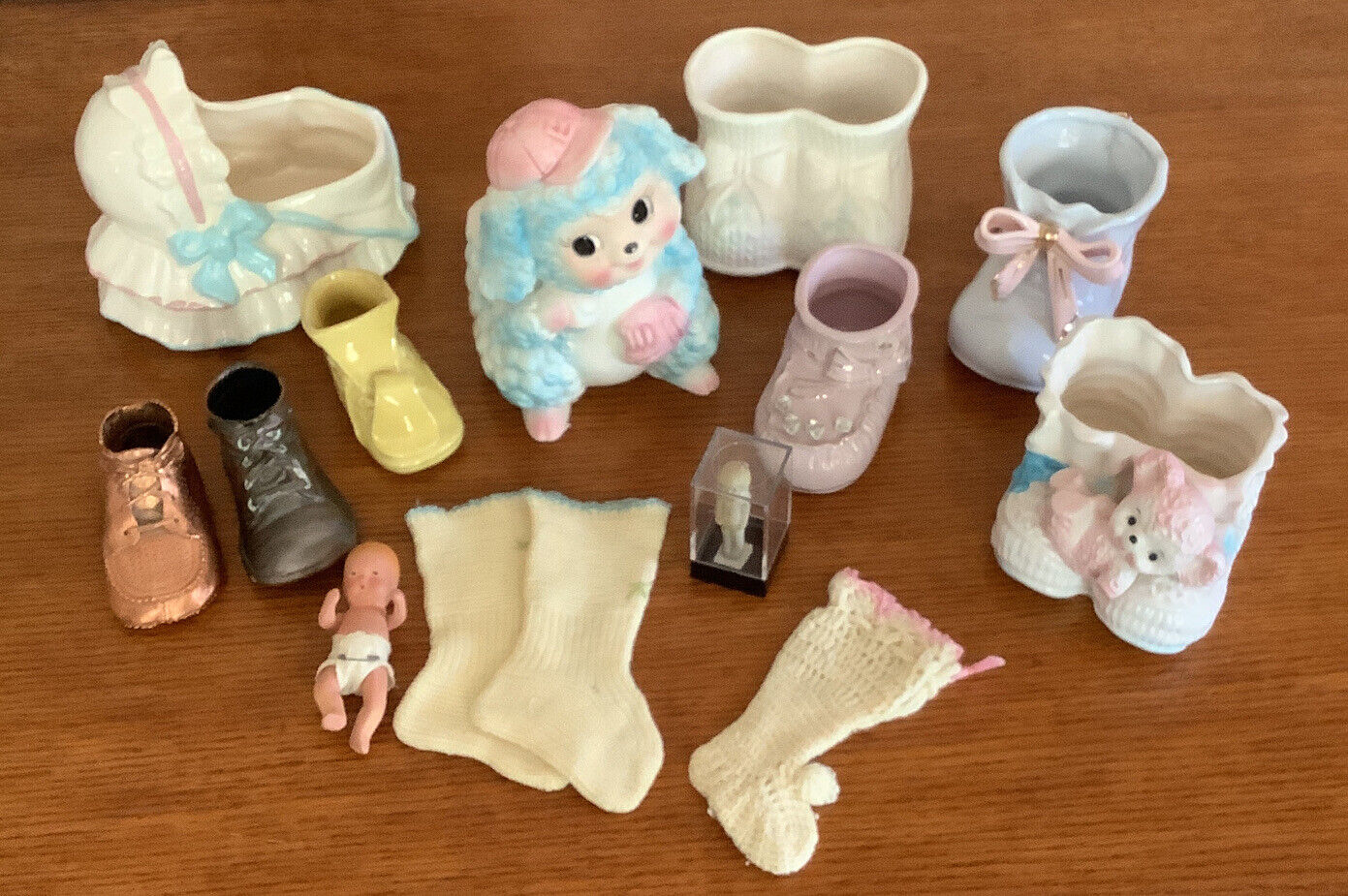Vintage baby Shower flower containers plus more