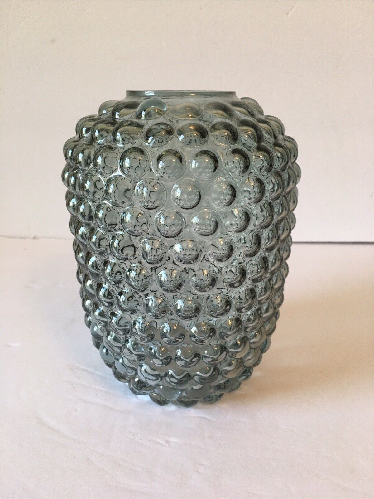 Vintage Antique Blue Hobnail Glass Vase 5”x 7”