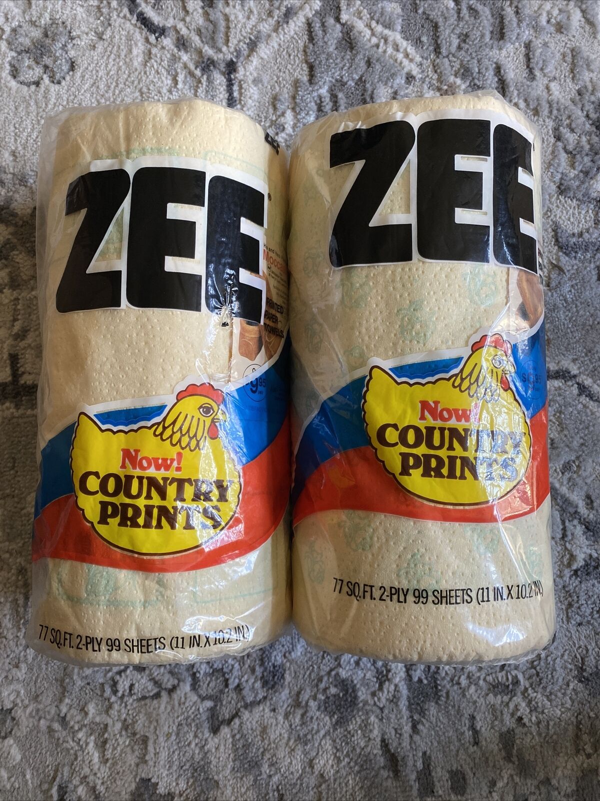 VTG NOS Roll of Zee Printed Paper Towels Country w/ Print 80s Movie Prop Kitchen