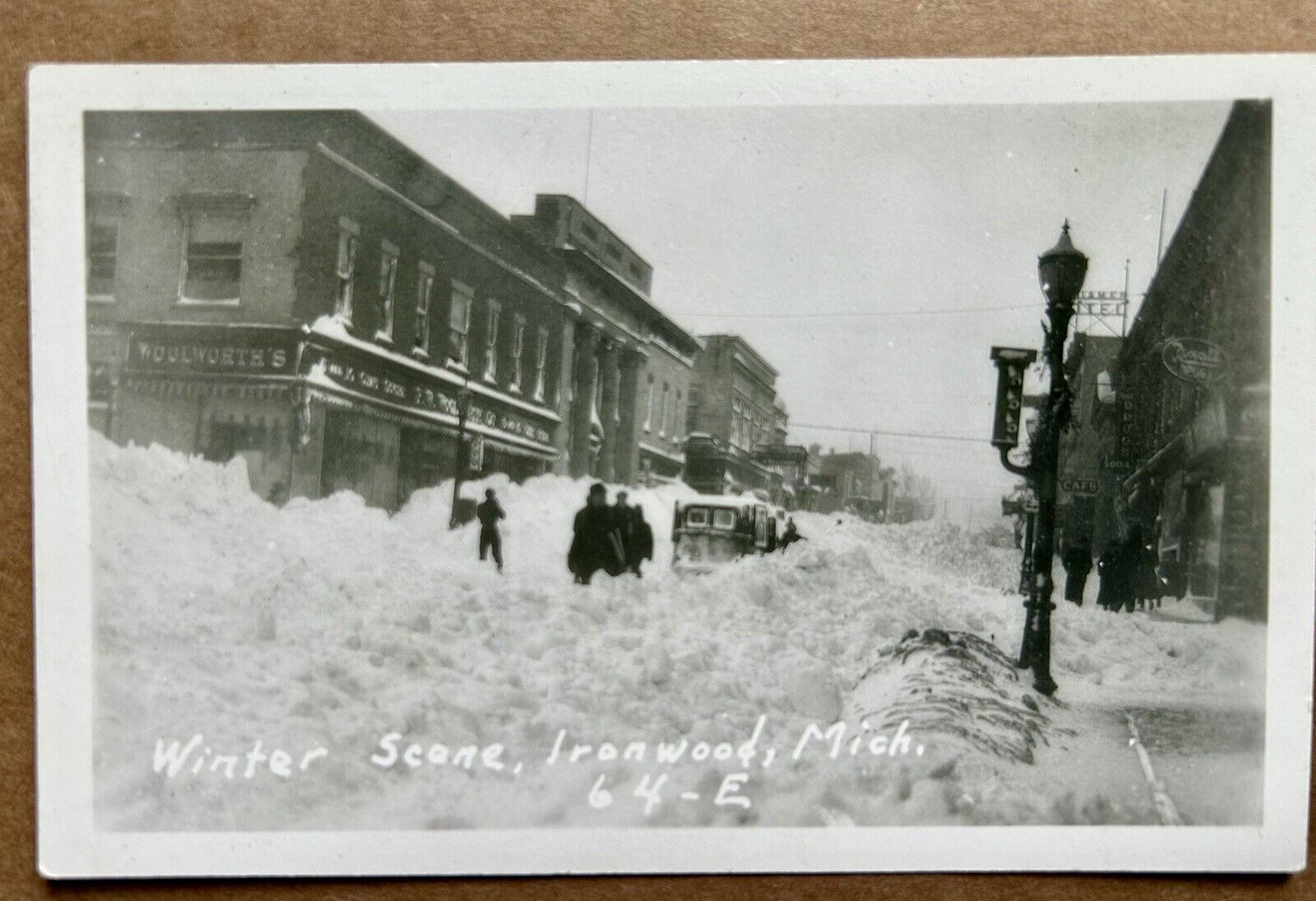 RPPC. Winter Scene. Blizzard. Ironwood Michigan Real Photo Vintage Postcard 