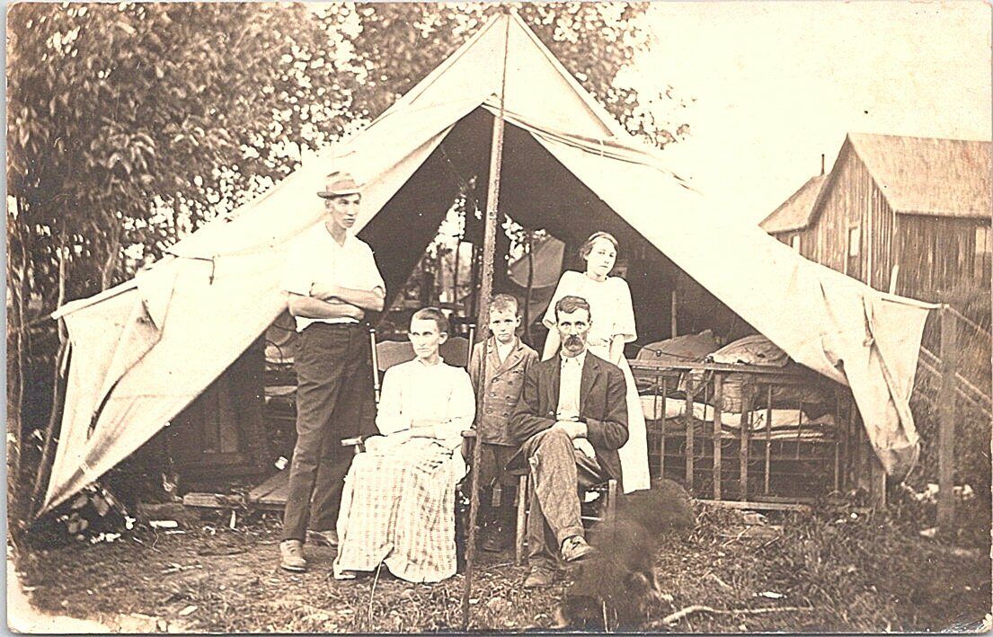 RPPC Poverty Scene Family Living in a Tent early 1900s