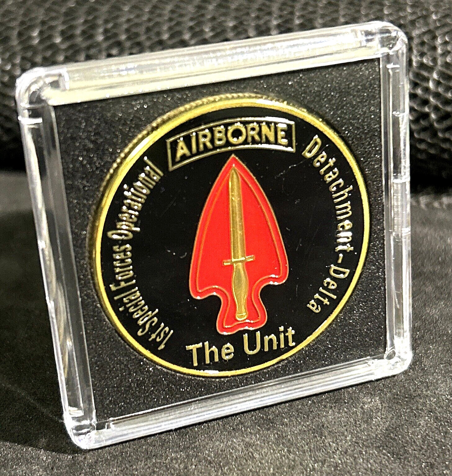 DELTA Force Airborne Army Special Forces 1st SOF The Unit Challenge Coin W CASE