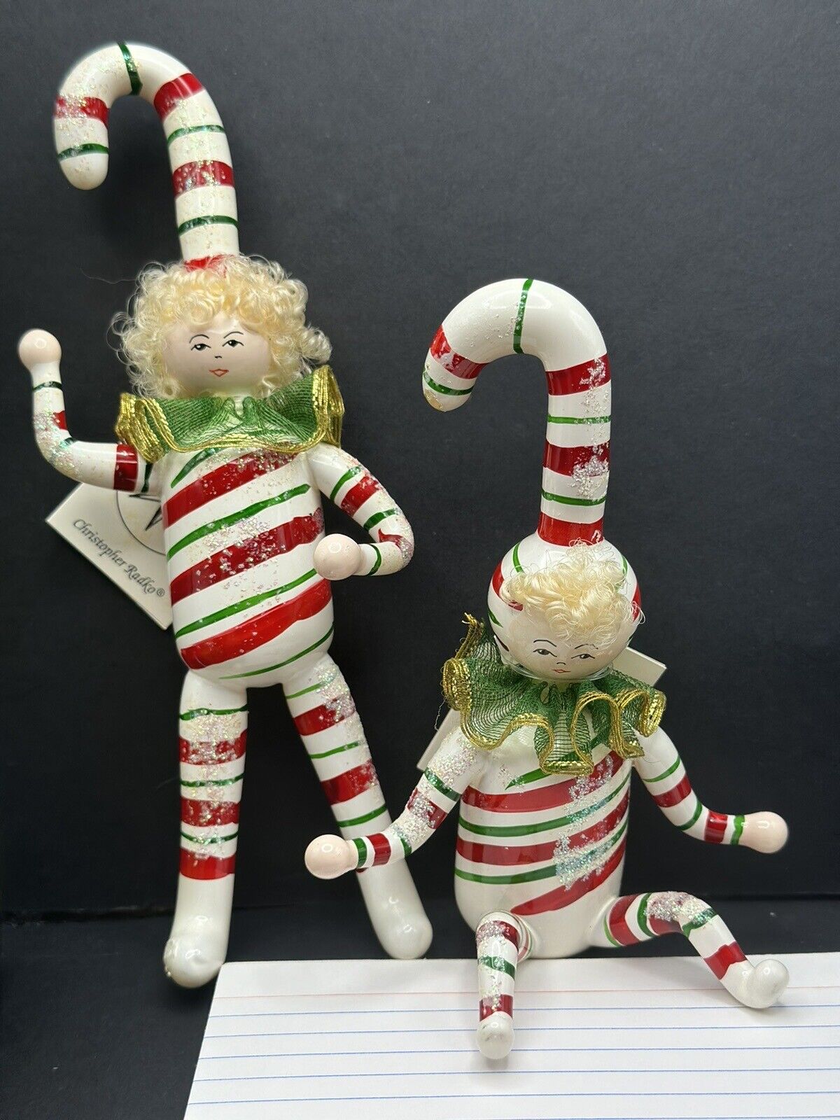 VINTAGE PAIR of Christopher Radko DANDY CANES Candy Stipe Ornaments 97-439-1