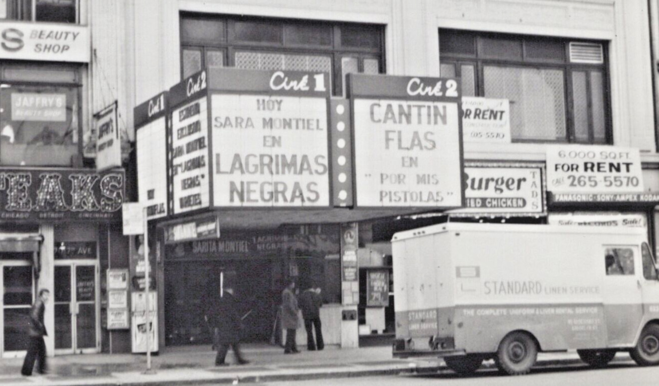 Vintage NYC 1972 Cine 1 &2  Theater Marquee Lagrimas Negras Cantin Flas