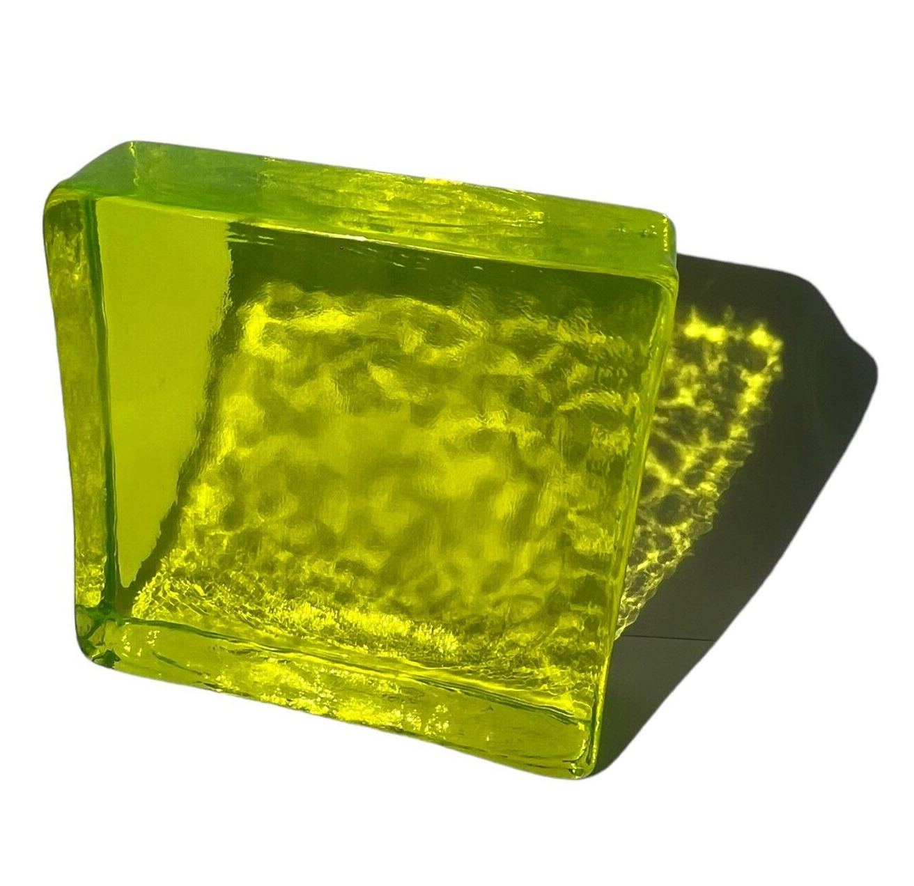 Optic vaseline / uranium glass JS-19 piece 79x79x23 mm as control source, decor