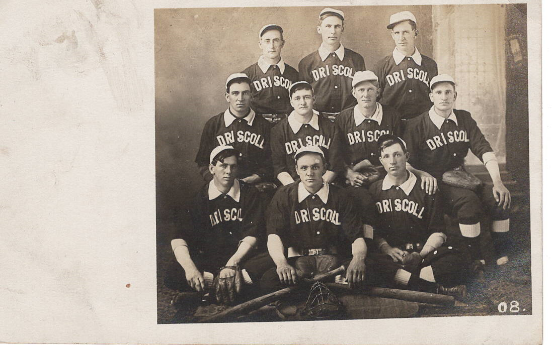 1908 baseball team postcard driscoll north dakota real photo rare stamp box
