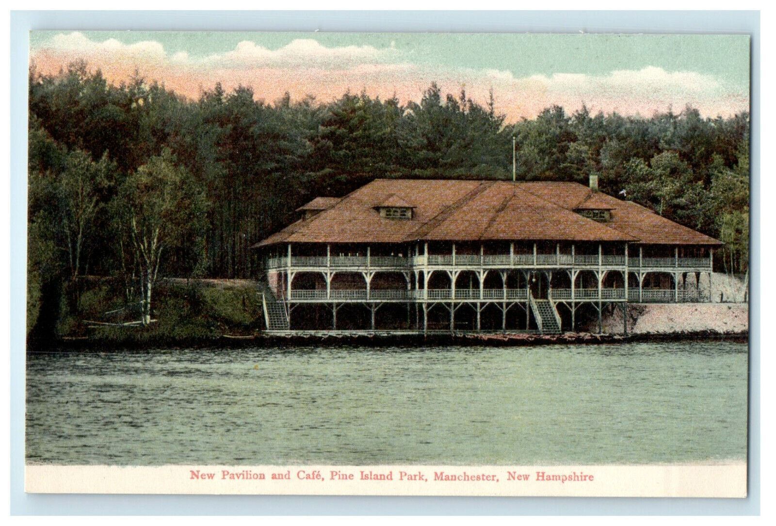 c1905s New Pavilion, Pine Island Park, Manchester New Hampshire NH Postcard