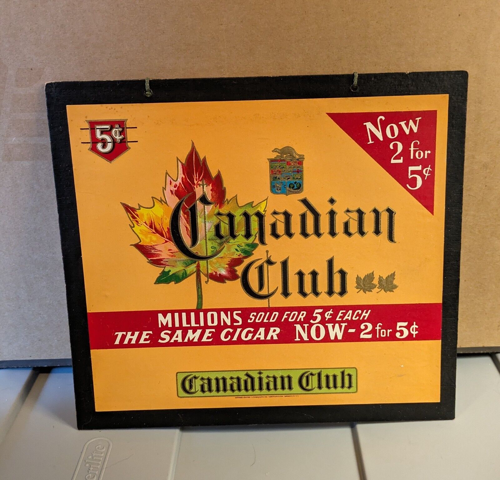 Antique 1930\'s Canadian Club Cigar Advertising Sign