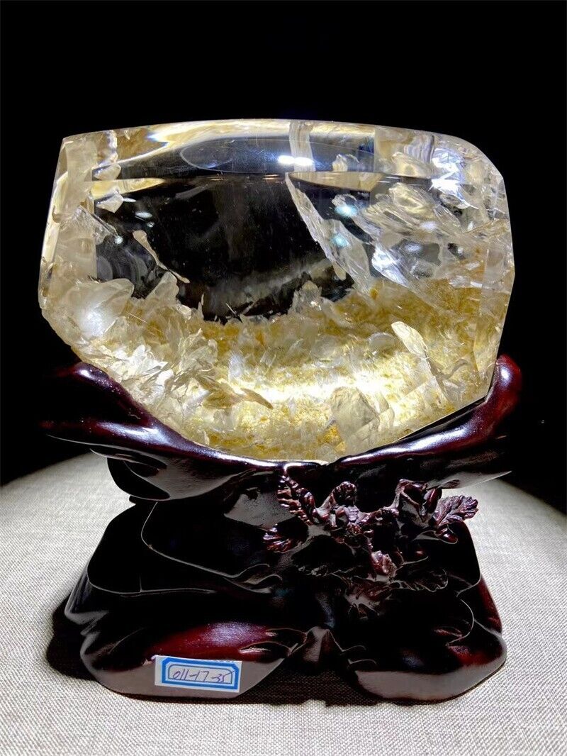 Exquisite 1.97kg Natural gold healer quartz Crystal Specimen Mineral Reiki Decor