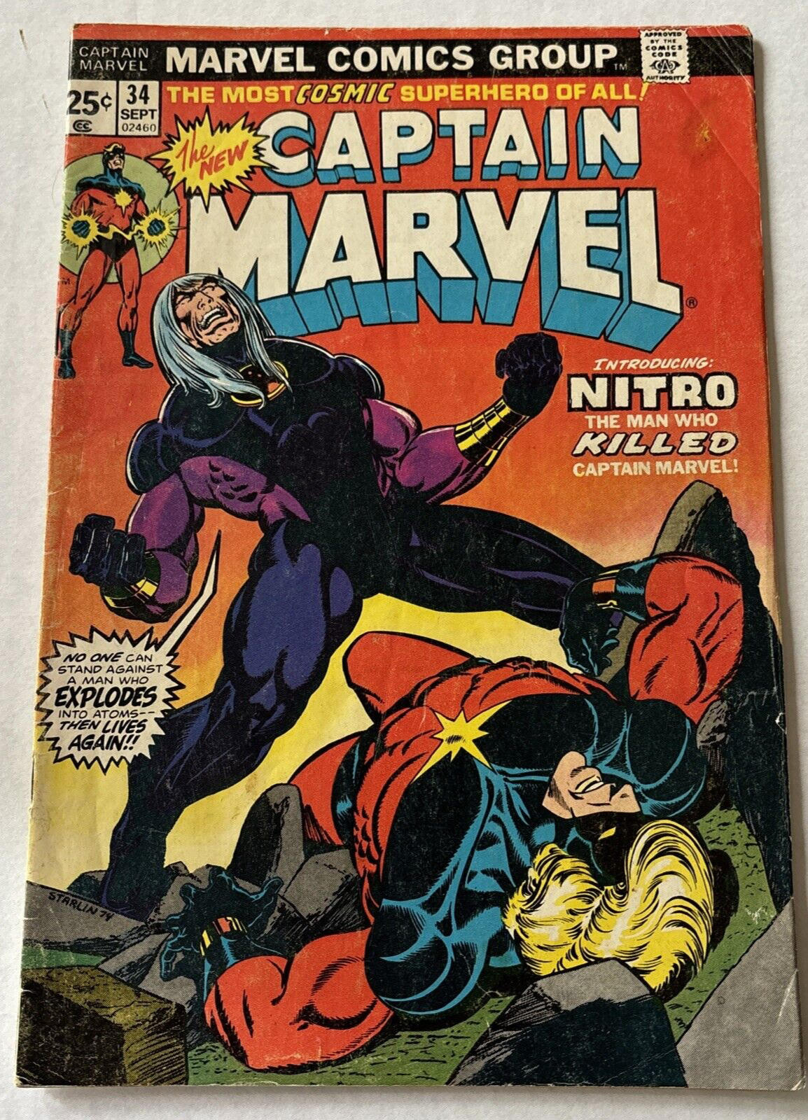 Captain Marvel #34 1974 Jim Starlin Marvel 1st Nitro