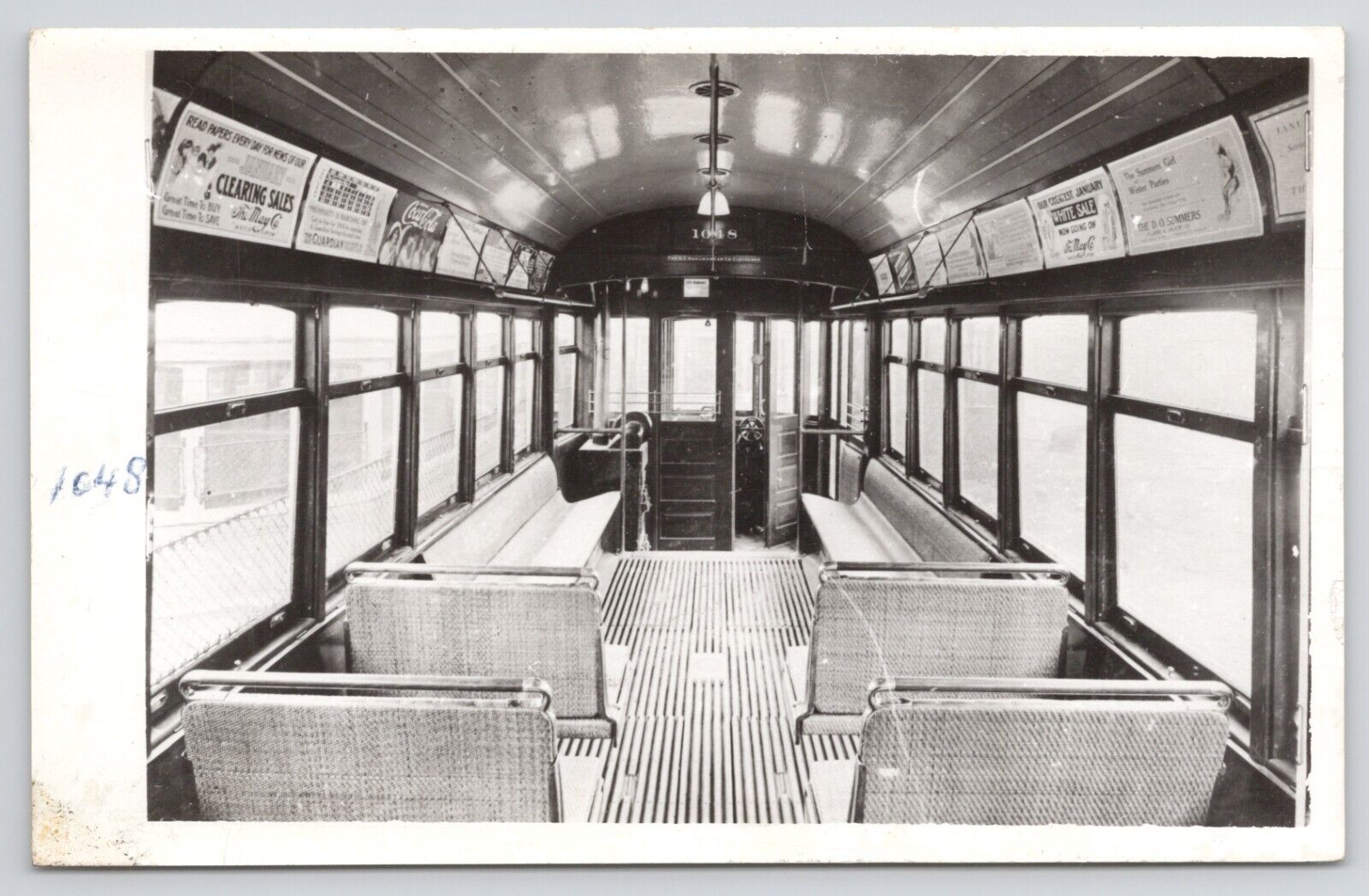RPPC Cleveland Railroad Interior of Trolley #1048 Advertising Coca-Cola Postcard