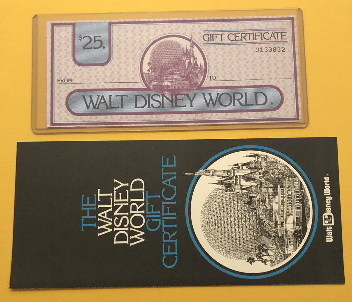 RARE 1987 Disney Paper Gift Certificate $25 W/ Brochure - New & Unused