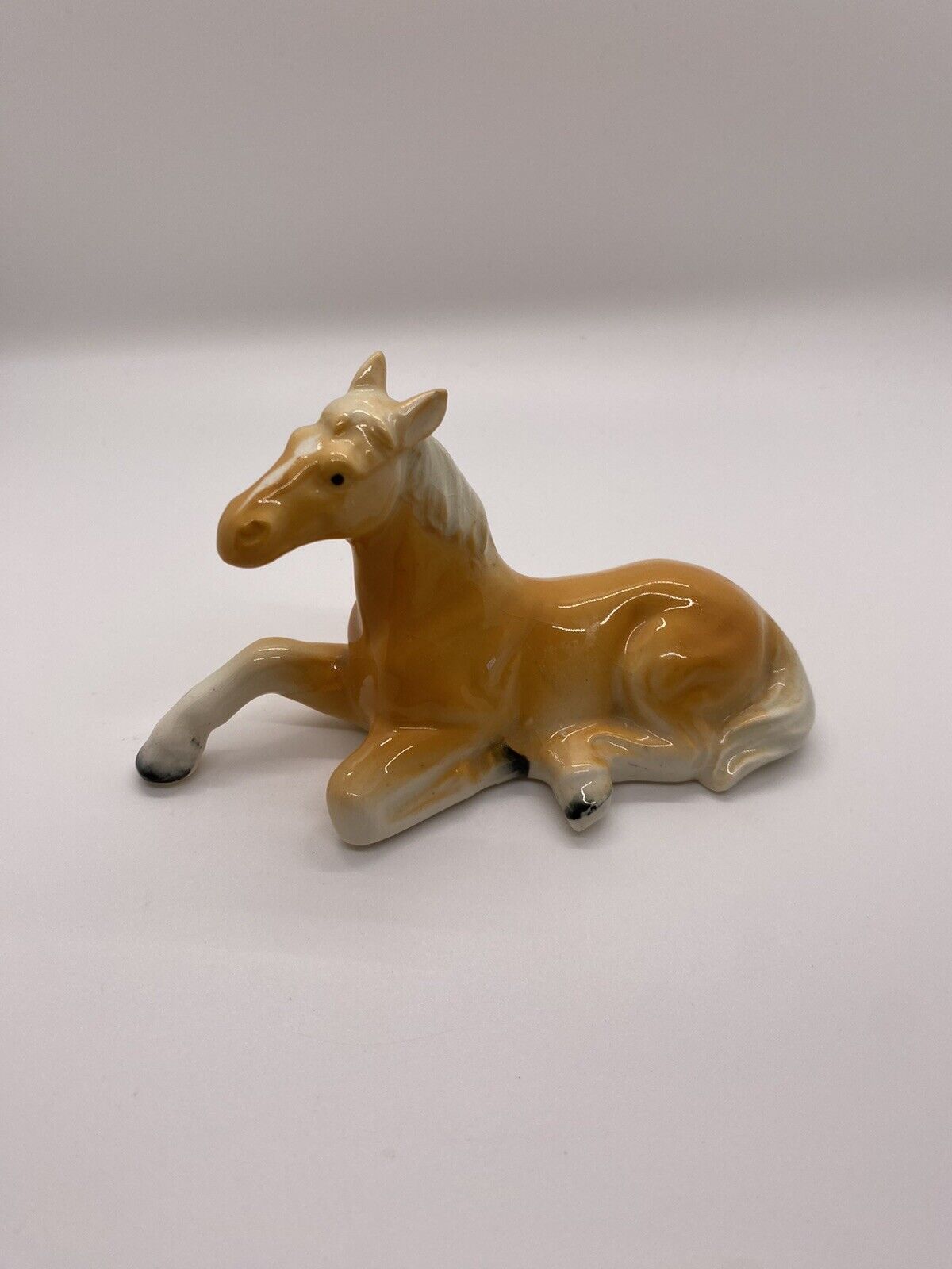 Vintage Porcelain Horse Figurine - Laying Down Position
