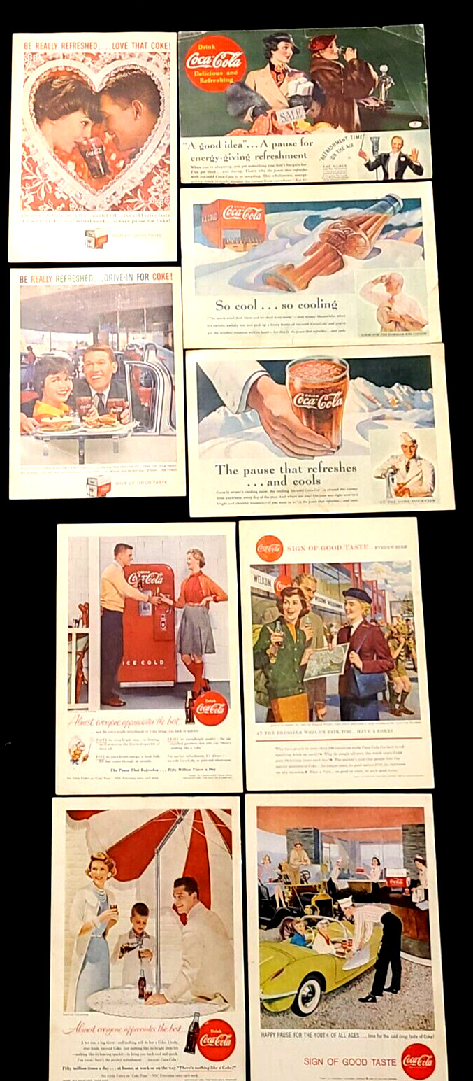 1936-1959 Coca-Cola Vintage Print Ad Lot(9)