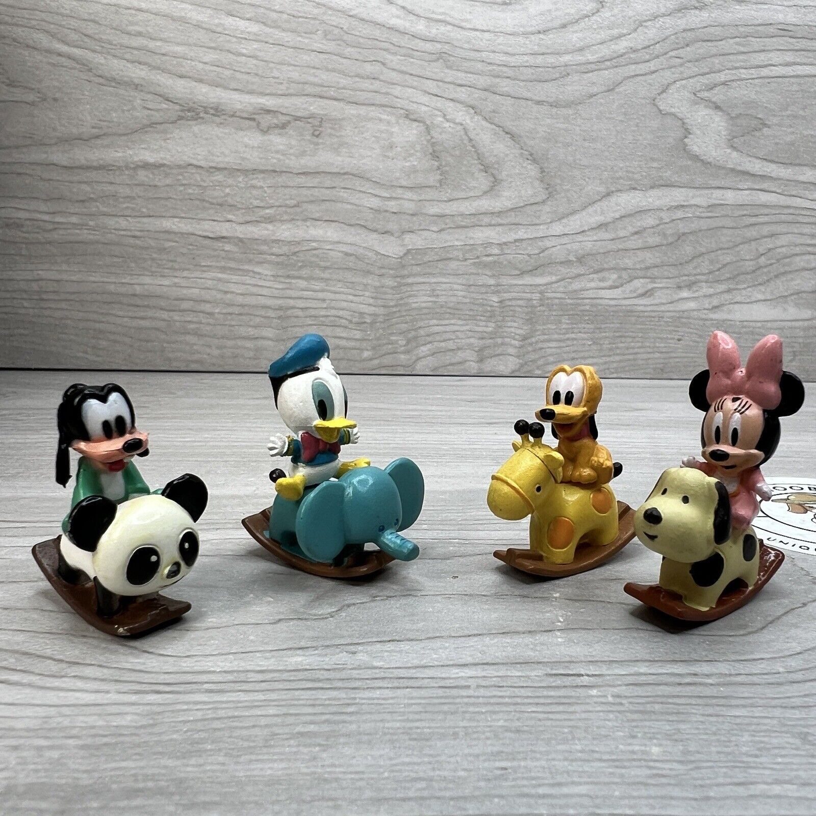 Disney Yujin Mini Figures Baby Characters On Rocking Animals 1”-1.5” Kawaii Toys