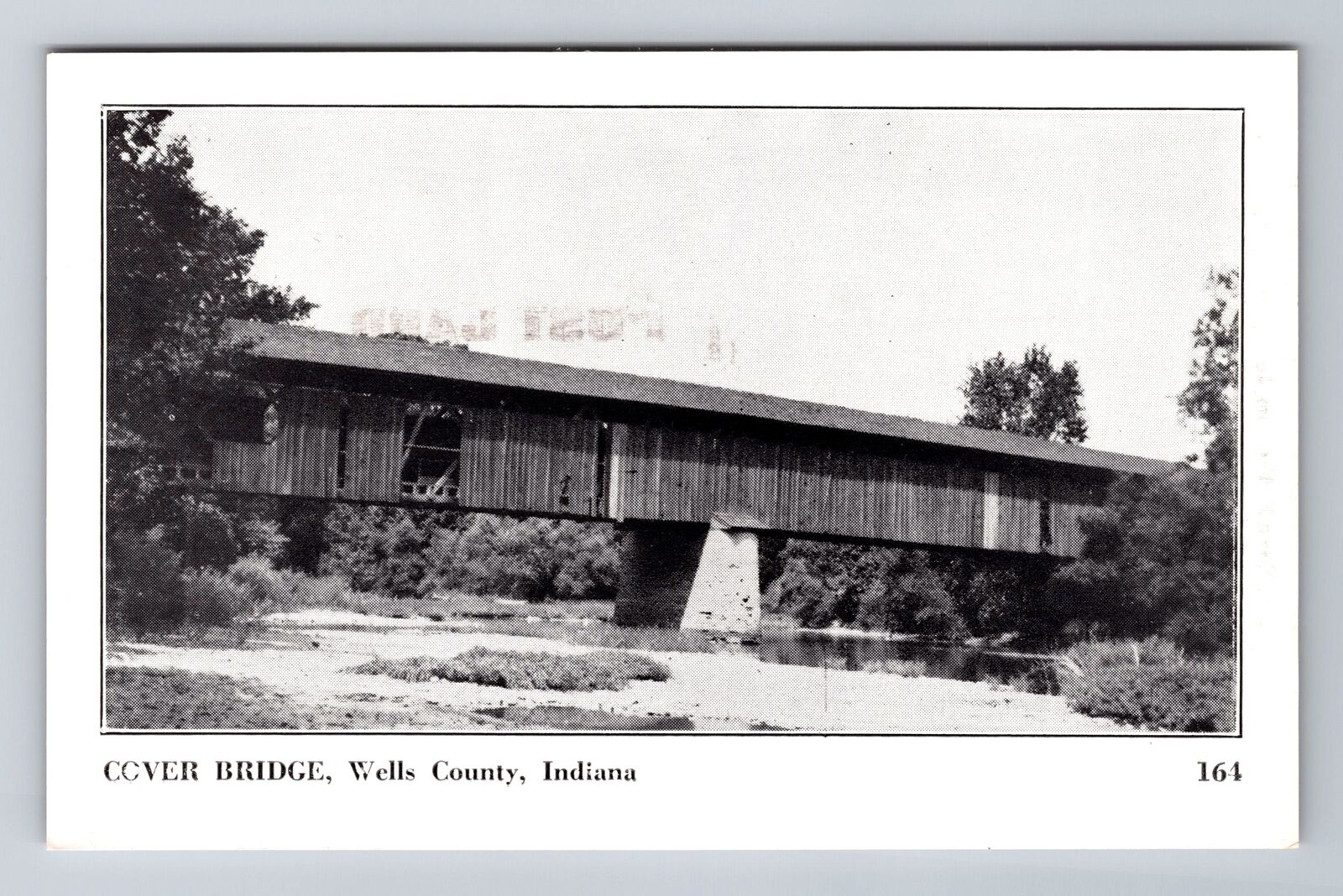 Wells County IN-Indiana, Covered Bridge, Antique Vintage Souvenir Postcard