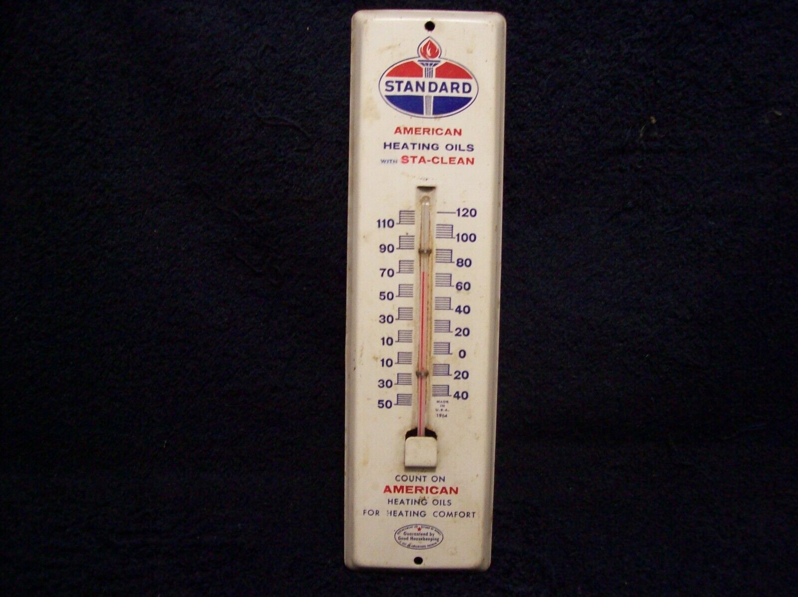 Vintage Metal Thermometer From Standard Sta-Clean Heating Oils