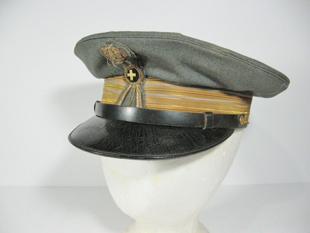 Authentic WWII Italian Royal Army Peaked Officers Cap Unione Militare Roma (M10)