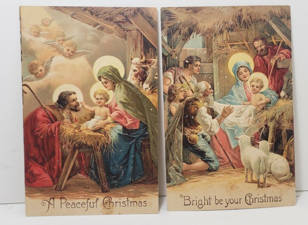 Vintage PFB Series 11060 Bright Be Your Christmas Postcard Manger Scene Jesus 2 